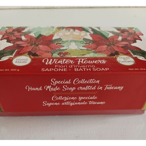 Winter Flowers Handmade Bath Bar 10.5 oz Made in Tuscany Italy Designer Soap Bar - Picture 8 of 8